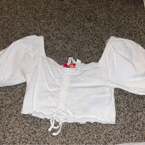 ROXY Women's Flirty Vibe V-Neck Crop Top White NWT